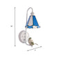 Frendorf | 1 Kopf Schlafzimmer Wandlicht Mediterran Blau-Weiß/Beige/Blaue-Klar Wandleuchte mit Kegel/Dome Buntglasschirm