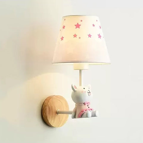 Frendorf | Moderne Wandlampe Reduzierter Schatten Einzel Licht Holz Wandlampe mit Tier für Teen