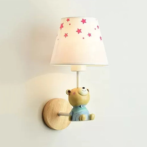 Frendorf | Moderne Wandlampe Reduzierter Schatten Einzel Licht Holz Wandlampe mit Tier für Teen