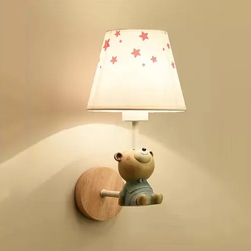 Frendorf | Moderne Wandlampe Reduzierter Schatten Einzel Licht Holz Wandlampe mit Tier für Teen