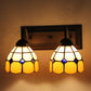 Frendorf | Gittermuster Amber Glas Wandleuchte Barock 2 Köpfe Schwarze Wandbeleuchtung Fixtures