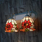 Frendorf | Glas-in-lood Oranje Wandlamp Fixture Zonnebloem 2 Koppen Victoriaanse Wandlamp