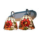 Frendorf | Glas-in-lood Oranje Wandlamp Fixture Zonnebloem 2 Koppen Victoriaanse Wandlamp