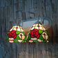 Frendorf | Rose Wandlampe Viktorianisches Buntglas 2 Köpfe Rote Wandleuchte