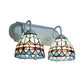 Frendorf | Glas-in-lood Bowl Wandlamp Barokstijl 2 Koppen Wandverlichting in Witte Afwerking voor Slaapkamer
