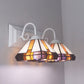 Frendorf | 2 Lichten Piramide Wandlamp Geel Glas Missie Stijl Wandarmatuur Licht in Brons voor Slaapkamer