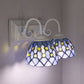 Frendorf | Globale Wandleuchte mit Perlen Tiffany-Stil 2 Lichter Buntglas Wandleuchte in Himmelblau/Blau für Schlafzimmer