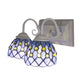 Frendorf | Globale Wandleuchte mit Perlen Tiffany-Stil 2 Lichter Buntglas Wandleuchte in Himmelblau/Blau für Schlafzimmer