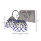Frendorf | Globale Wandleuchte mit Perlen Tiffany-Stil 2 Lichter Buntglas Wandleuchte in Himmelblau/Blau für Schlafzimmer