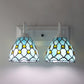 Frendorf | Globale Wandleuchte mit Perlen Tiffany-Stil 2 Lichter Buntglas Wandleuchte in Himmelblau/Blau für Schlafzimmer