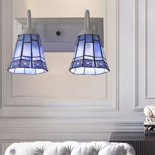 Frendorf | Bell Wandverlichting Mission Style Gehard Glas 2 Koppen Wandlamp in Blauw voor Eetkamer