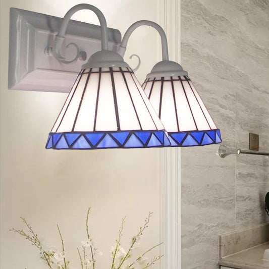 Frendorf | Witte Glazen Kegel Wandlamp Tiffany Stijl 2 Gloeilampen Wandmontage Verlichting voor Slaapkamer Verlichting