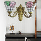 Frendorf | Glas-in-lood Wandlamp Woonkamer 2 Lichten Rustieke Landstijl Wandverlichting in Oranje/Roze/Blauw/Beige voor Bibliotheek