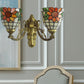 Frendorf | Glas-in-lood Zonnebloem Wandlamp Lodge Tiffany 2 Lichten Wandlamp in Groen/Beige voor Woonkamer