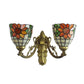 Frendorf | Glas-in-lood Zonnebloem Wandlamp Lodge Tiffany 2 Lichten Wandlamp in Groen/Beige voor Woonkamer