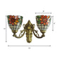 Frendorf | Glas-in-lood Zonnebloem Wandlamp Lodge Tiffany 2 Lichten Wandlamp in Groen/Beige voor Woonkamer