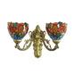 Frendorf | Glas-in-lood Zonnebloem Wandlamp Lodge Tiffany 2 Lichten Wandlamp in Groen/Beige voor Woonkamer