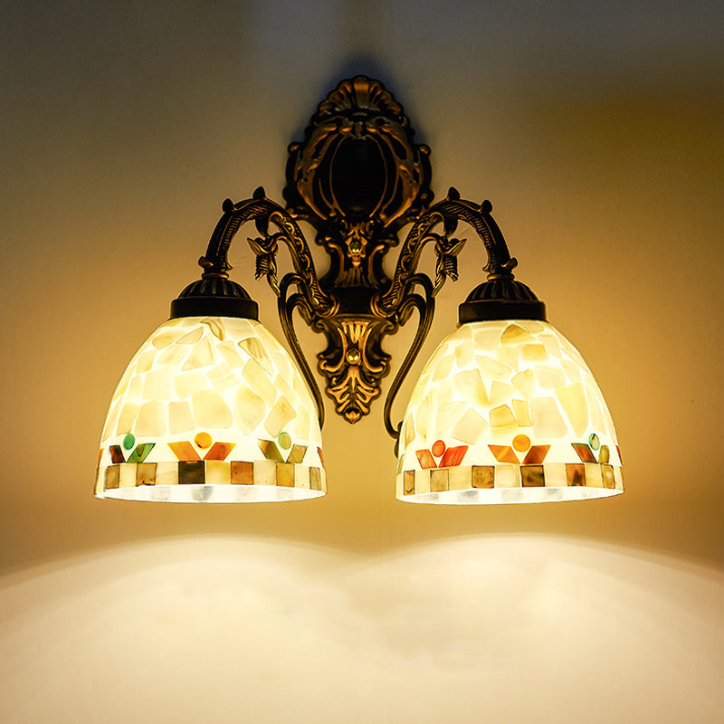 Frendorf | Shell Bowl Wandlamp Verlichting Traditioneel 2 Koppen Wandmontage Licht in Beige voor Slaapkamer