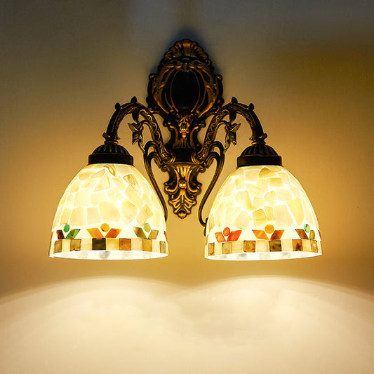 Frendorf | Shell Bowl Wandlamp Verlichting Traditioneel 2 Koppen Wandmontage Licht in Beige voor Slaapkamer