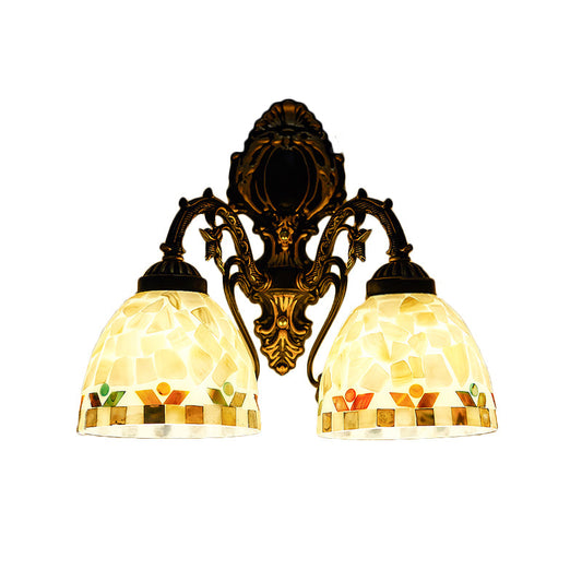Frendorf | Shell Bowl Wandlamp Verlichting Traditioneel 2 Koppen Wandmontage Licht in Beige voor Slaapkamer