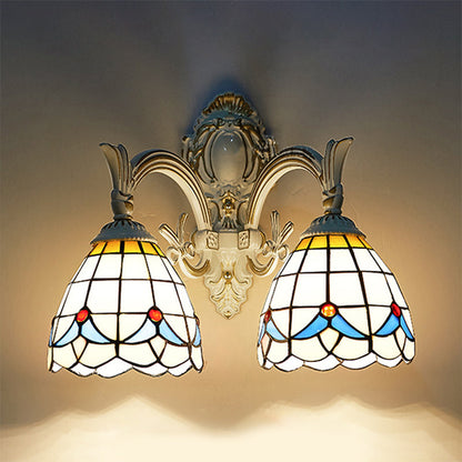 Frendorf | Magnolia Wandlamp Verlichting Landstijl Gebrandschilderd Glas 2 Lichten Wandmontage Licht in Wit voor Keuken