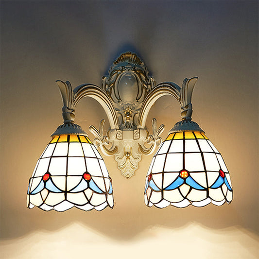 Frendorf | Magnolia Wandlamp Verlichting Landstijl Gebrandschilderd Glas 2 Lichten Wandmontage Licht in Wit voor Keuken