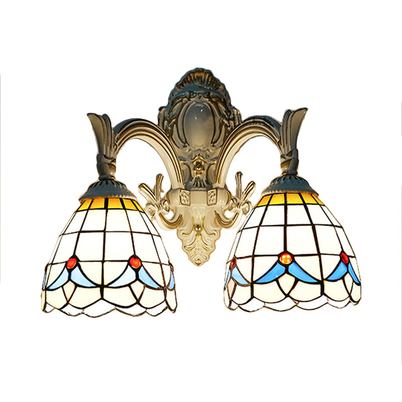 Frendorf | Magnolia Wandlamp Verlichting Landstijl Gebrandschilderd Glas 2 Lichten Wandmontage Licht in Wit voor Keuken
