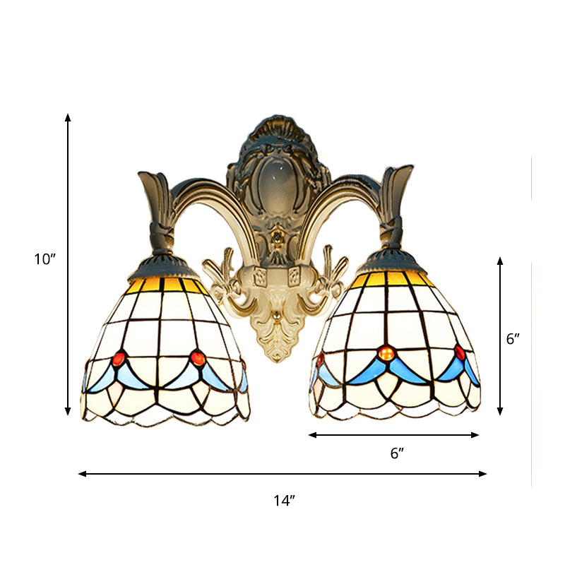 Frendorf | Magnolia Wandlamp Verlichting Landstijl Gebrandschilderd Glas 2 Lichten Wandmontage Licht in Wit voor Keuken