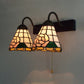 Frendorf | Roze Wandgemonteerde Licht Victorian Geanodiseerd Glas 2 Hoofden Roze Wandlamp met Trekschakelaar