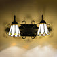 Frendorf | Vintage Retro Cone Sconce Licht mit Gänsehälse Buntglas 2 Köpfe Wandlicht in Beige für Schlafzimmer
