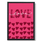 Liebe mit Herzen Rosa Rahmendruck