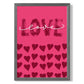 Liebe mit Herzen Rosa Rahmendruck
