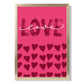 Liebe mit Herzen Rosa Rahmendruck