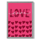 Liebe mit Herzen Rosa Rahmendruck