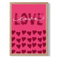 Liebe mit Herzen Rosa Rahmendruck
