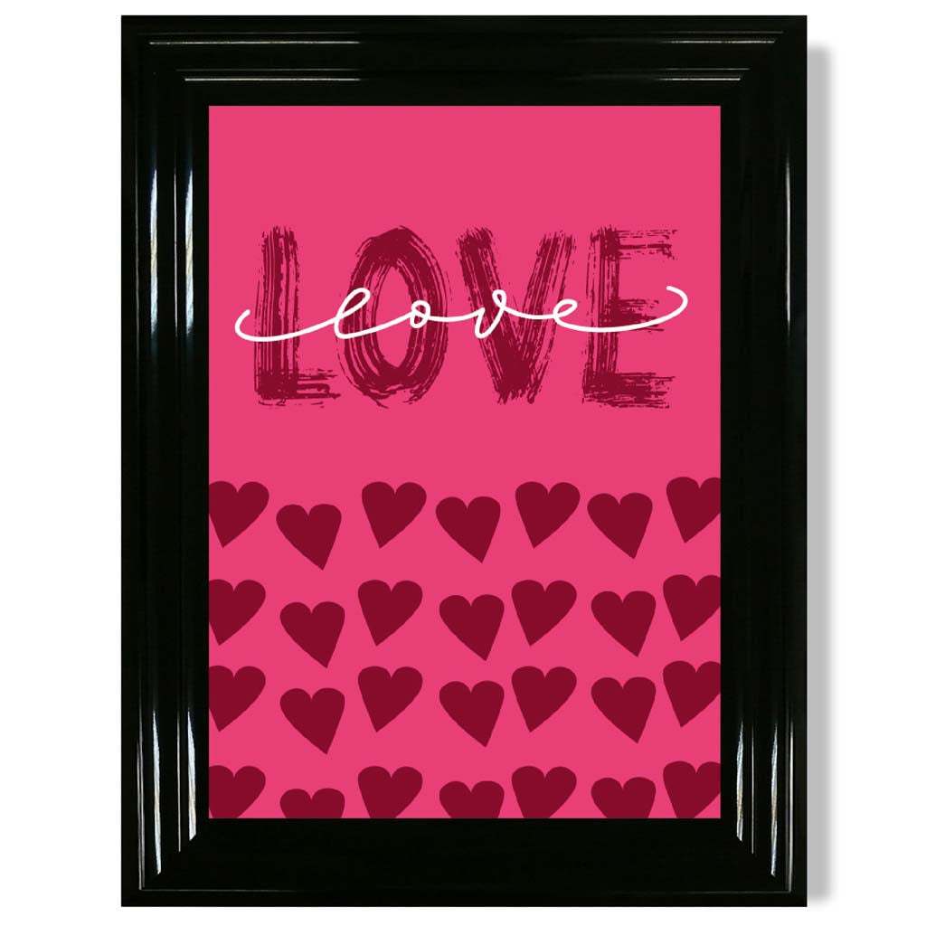 Liebe mit Herzen Rosa Rahmendruck