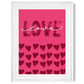 Liebe mit Herzen Rosa Rahmendruck