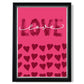 Liebe mit Herzen Rosa Rahmendruck