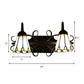 Frendorf | Vintage Retro Cone Sconce Licht mit Gänsehälse Buntglas 2 Köpfe Wandlicht in Beige für Schlafzimmer