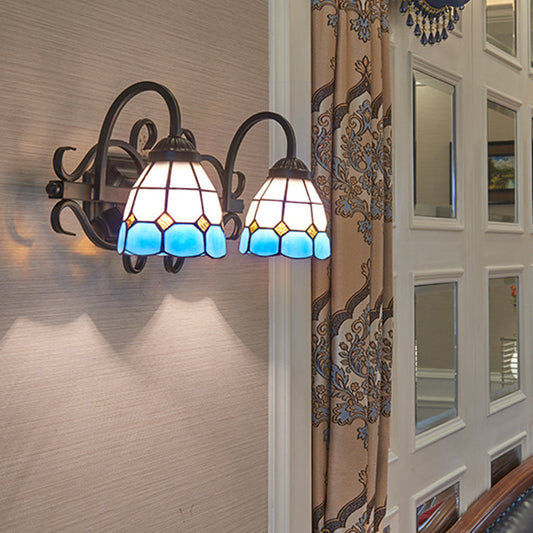 Frendorf | Mediterrane Kopelevaniteit Verlichting Gebrandschilderd Glas 2 Hoofden Wandlamp Licht voor Badkamer