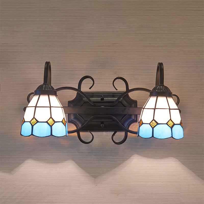 Frendorf | Mediterrane Kopelevaniteit Verlichting Gebrandschilderd Glas 2 Hoofden Wandlamp Licht voor Badkamer