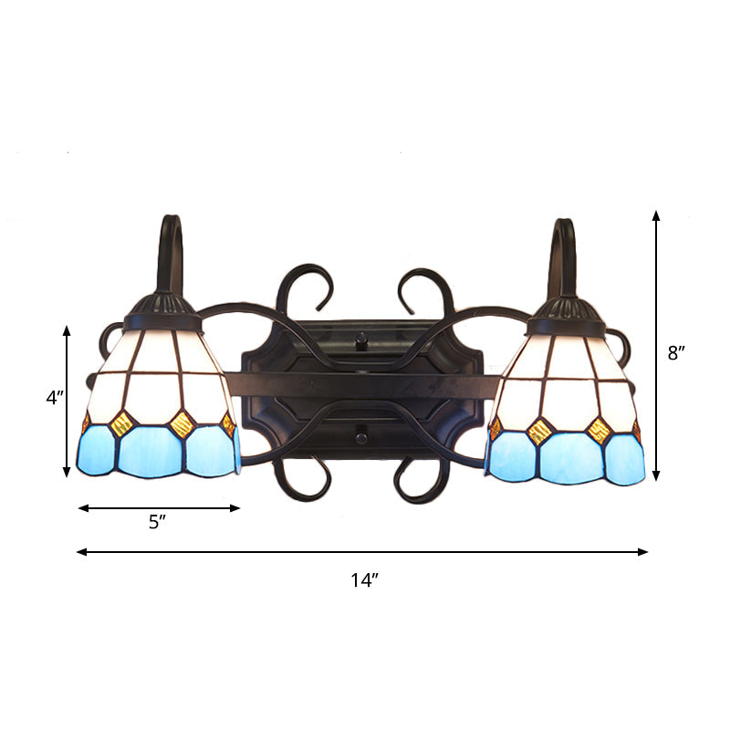Frendorf | Mediterrane Kopelevaniteit Verlichting Gebrandschilderd Glas 2 Hoofden Wandlamp Licht voor Badkamer