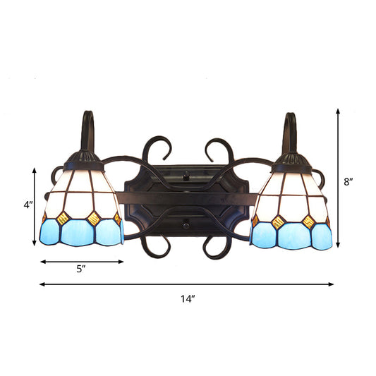Frendorf | Mediterrane Kopelevaniteit Verlichting Gebrandschilderd Glas 2 Hoofden Wandlamp Licht voor Badkamer