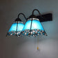 Frendorf | Mediterranean Pyramid Wandmontage Licht 2 Koppen Blaues Glas Wandleuchte mit Zugschalter