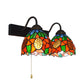 Frendorf | Oranger Glasdome Wandleuchte Barock 1 Kopf Schwarze Wandleuchte mit Zugkette