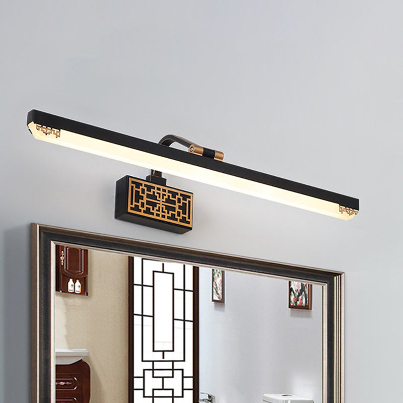Schwarze LED Schminkbeleuchtung Traditionelle Metalllineare Make-Up Beleuchtung in Weiß/Warm/Naturlicht, 16"/22"/28" L