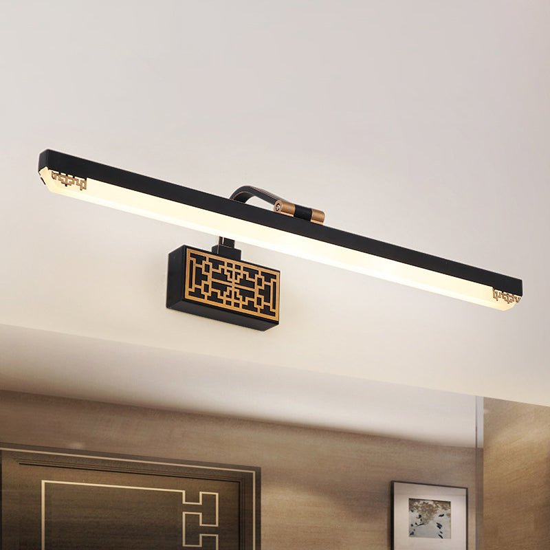 Schwarze LED Schminkbeleuchtung Traditionelle Metalllineare Make-Up Beleuchtung in Weiß/Warm/Naturlicht, 16"/22"/28" L