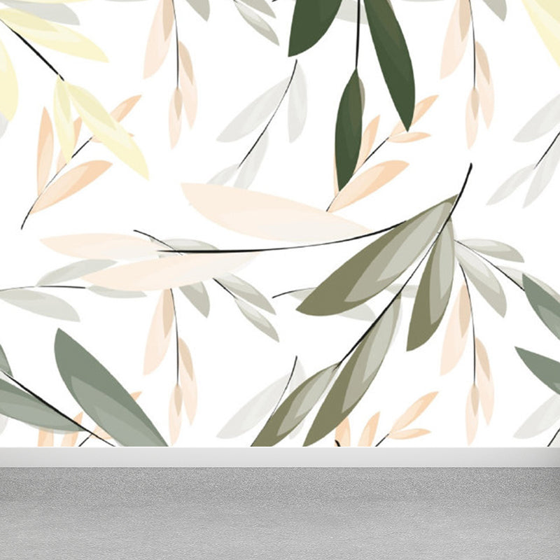 Frendorf | Illustrationsstil Blätter Wandgemälde Riesen Wandverkleidung für das Esszimmer, individuell