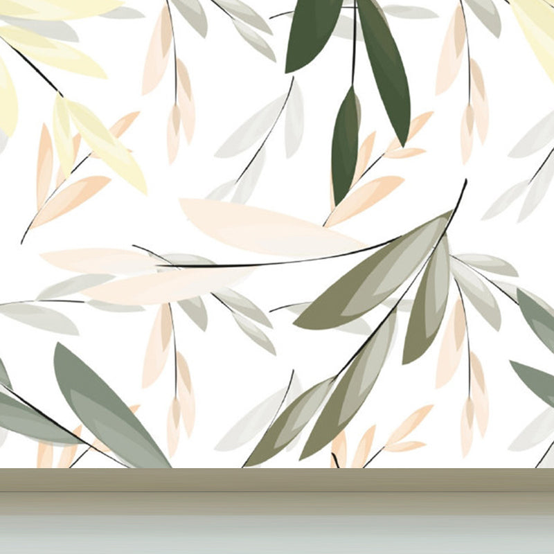 Frendorf | Illustrationsstil Blätter Wandgemälde Riesen Wandverkleidung für das Esszimmer, individuell