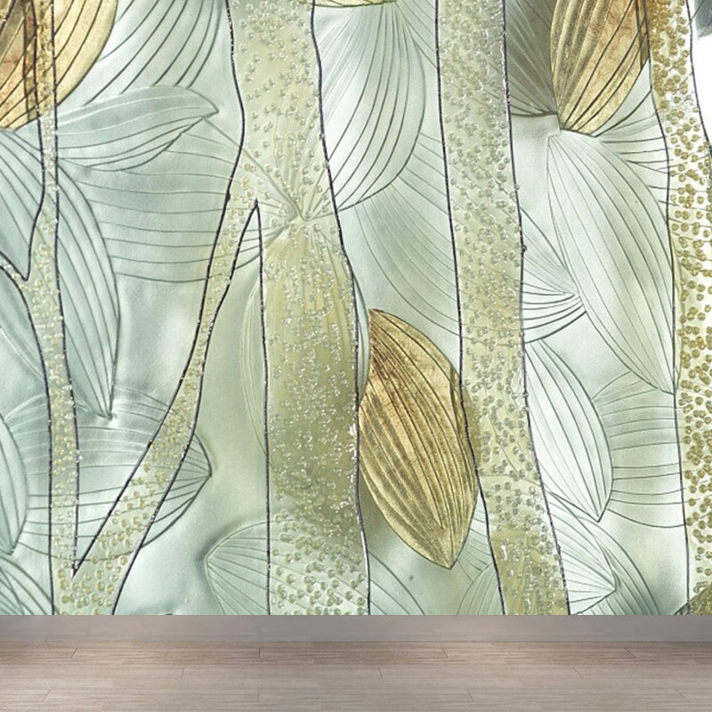 Frendorf | Illustrationsstil Blätter Wandgemälde Riesen Wandverkleidung für das Esszimmer, individuell